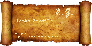Micska Zorán névjegykártya